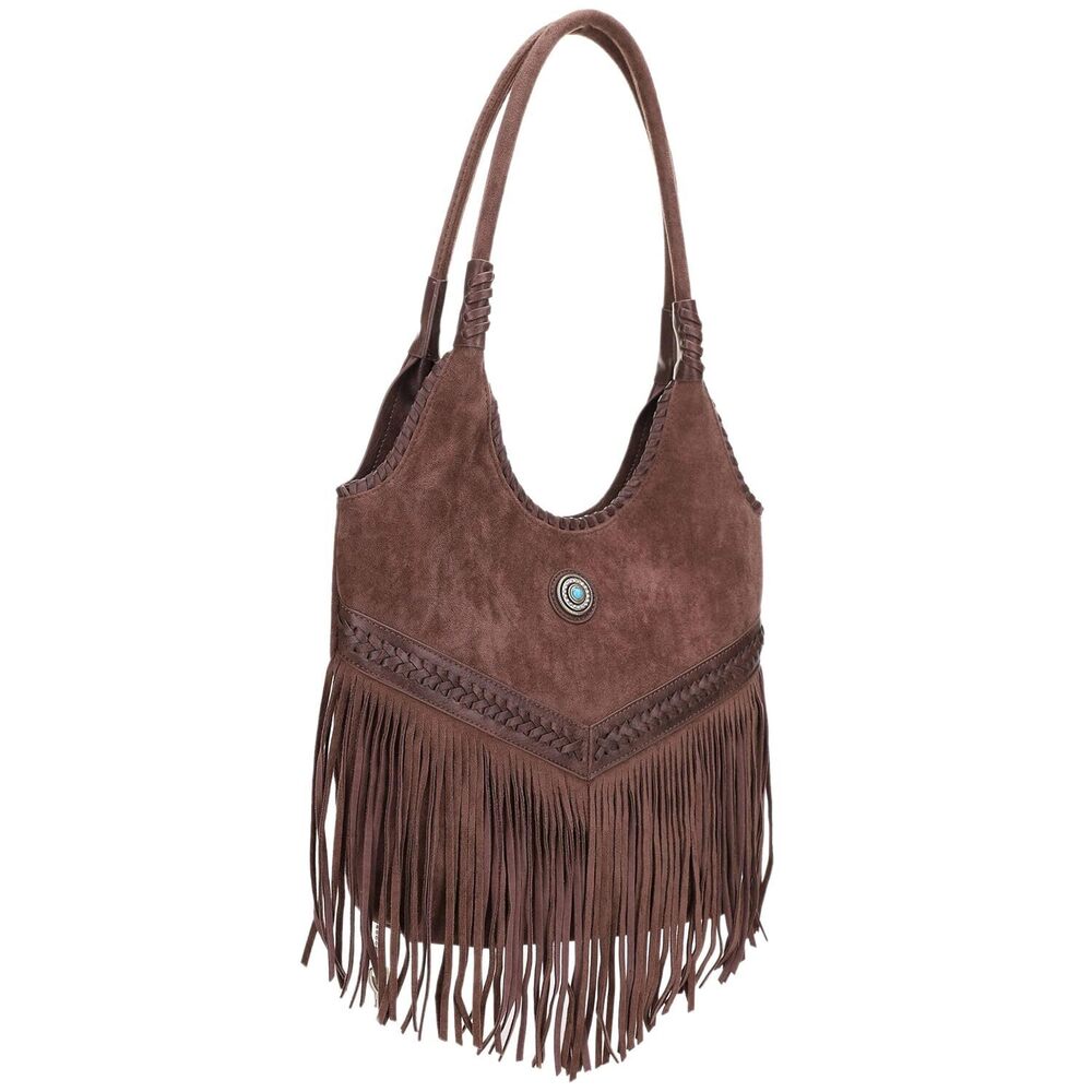 Suede Fringe CCW Tote Bag For Women - Top Handle Boho Shoulder